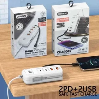2 USB 2 PD Type C 66W Power Adaptor