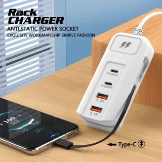 2 USB 2 PD Type C 66W Power Adaptor