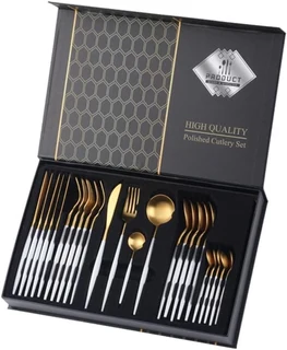 24 Piece Cutlery set(Black &amp; Gold)