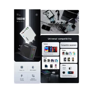 160W Fast Charge 3 USB &#43; 3 PD Plug
