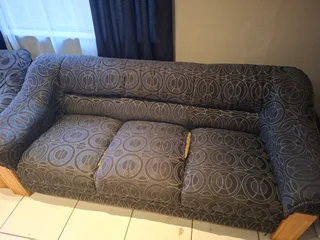 Lounge Suite with Oak finishes3, 2 &amp; 1 seater couches.