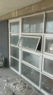 Aluminium window frames.