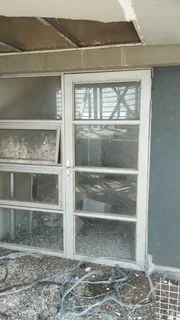 Aluminium window frames.