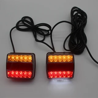2pcs Magnetic Trailer Tail Lights Stop Indicator License Plate Lamp Waterproof 12V 16LED