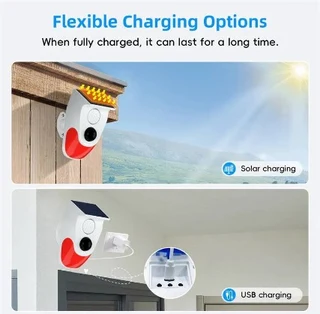 Outdoor Solar Sound Light Alarm Motion Sensor 1000mAh Battery 120 Decibels Siren Sound Alert