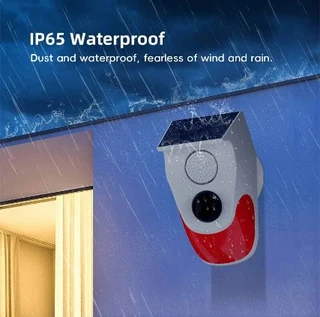 Outdoor Solar Sound Light Alarm Motion Sensor 1000mAh Battery 120 Decibels Siren Sound Alert