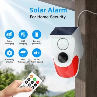 Outdoor Solar Sound Light Alarm Motion Sensor 1000mAh Battery 120 Decibels Siren Sound Alert