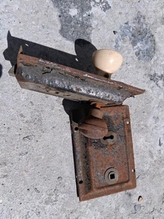 Antique door mechanism with handles