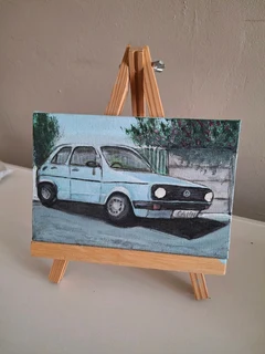 Oil canvas painting - VW golf