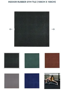 Black Rubber Gym Tiles 1mx1m