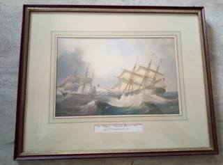Set of four framed early shipping scenes.