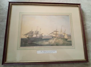 Set of four framed early shipping scenes.