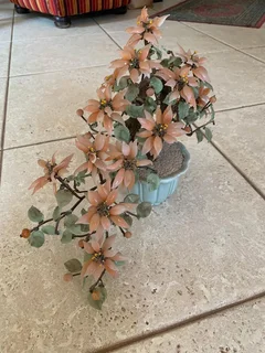 Chinese glass stone jade cherry blossom tree