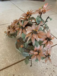 Chinese glass stone jade cherry blossom tree