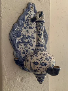 Delft or Porto Portuguese candle wall sconce