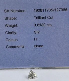 Beautiful 0.8189ct Trilliant Cut Diamond