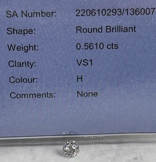 Gorgeous 0.5610ct Round Brilliant Diamond