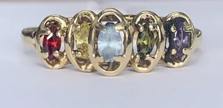 Gorgeous 9ct Yellow Gold Multi-Colour Ring