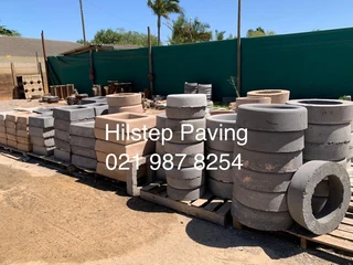 Pavers, cobbles, pool coping, garden furniture