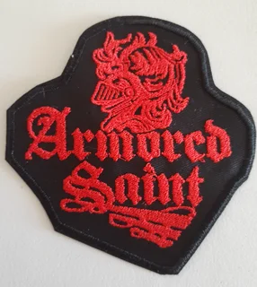 Embroidered armoured saints fabric patch