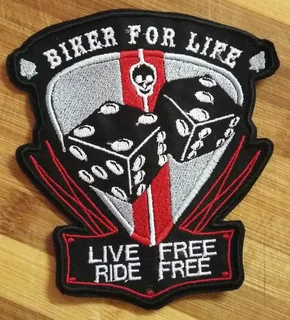 Embroidered biker for life fabric patch