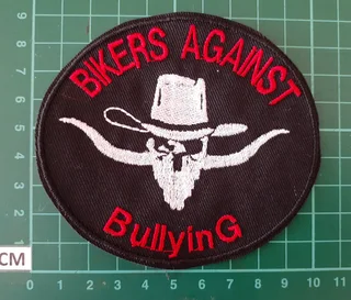Embroidered bikers against bullying fabric patch