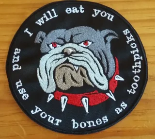 Embroidered bull dog fabric patch