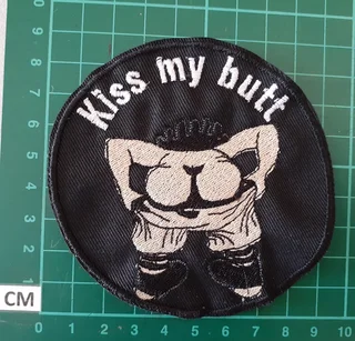 Embroidered kiss my butt fabric patch