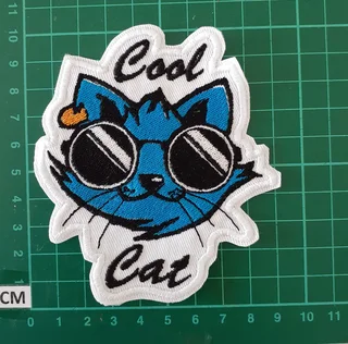 Embroidered cool cat fabric patch