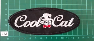 Embroidered cool cat 2 fabric patch