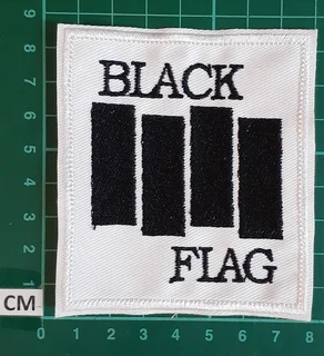Embroidered black flag fabric patch