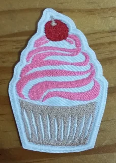 Embroidered cupcake fabric patch