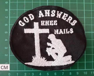 Embroidered god answers fabric patch