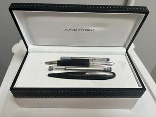 Jorg Hysek Black Rollerball/Ballpoint Pen with Case