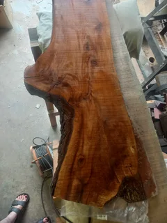 Railway sleepers and Silky Oak planked with live edge