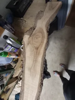 Railway sleepers and Silky Oak planked with live edge