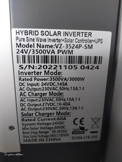 3.5kva Hybrid inverter with 3kw Lithium battery