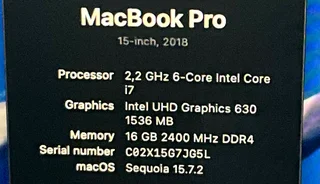 Apple MacBook Pro i7 15inch Ultra HD 4Gb Graphic card