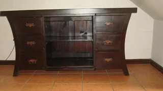 Solid wooden cabinet with brass handles - urgent sale