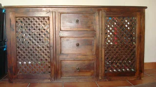 Wooden cabinet with lattice doors - urgent sale