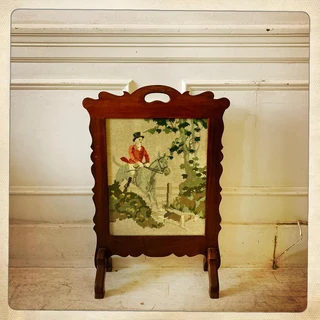 Embroidered Imbuia fire screen - R1250