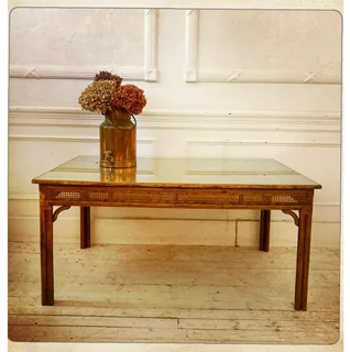 8-10 seater cane & wicker glass top table - R4100