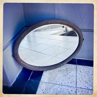 Oval Teak bevelled mirror - R1650