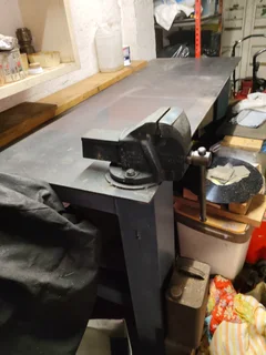 Solid steel work table