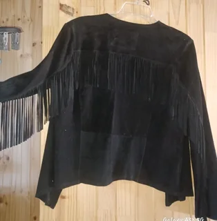 Old Khaki Genuine Suede Leather Fringe Jacket (Brand New, Size M)