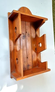 Wooden Three Bottle Wine Rack with Top Shelf