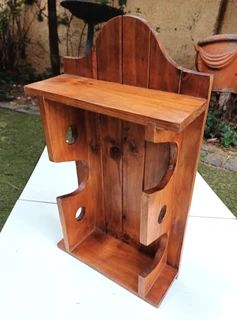 Wooden Three Bottle Wine Rack with Top Shelf