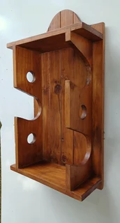 Wooden Three Bottle Wine Rack with Top Shelf