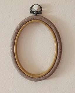 Vintage Look Hanging Picture Frames -  Brown Faux Wood Oval  Frames