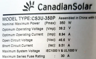 9 Solar Panels Canadian Solar 3kW R766 each
